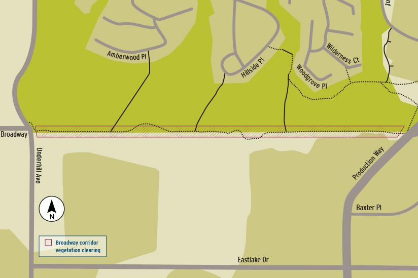 Broadway corridor vegetation clearing map