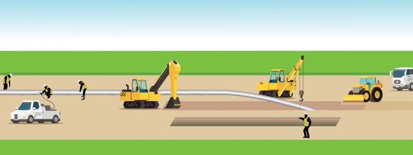 Open cut construction illustration