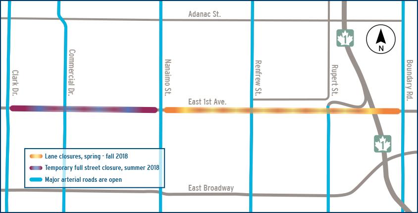 East 1st Ave work map