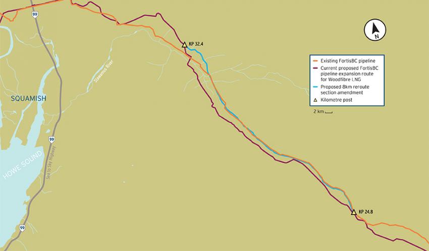 Map of proposed 8km reroute