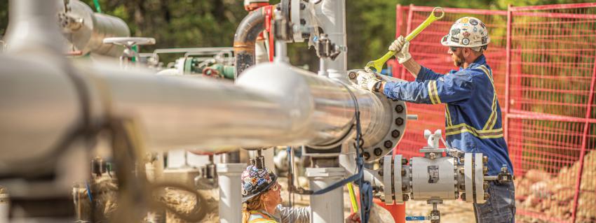 FortisBC worker maintains a natural gas line