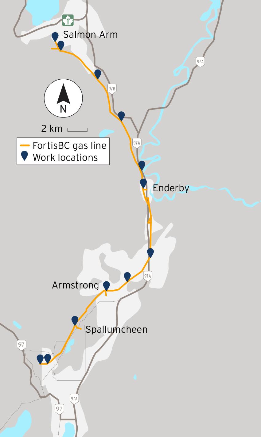 Shuswap - North Okanagan work site map 2022