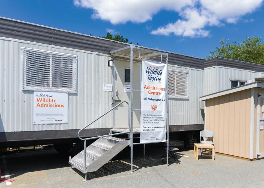 Wildlife rescue centre building in Burnaby Lake parking lot