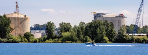 looking across the Fraser River at the Tilbury LNG facility